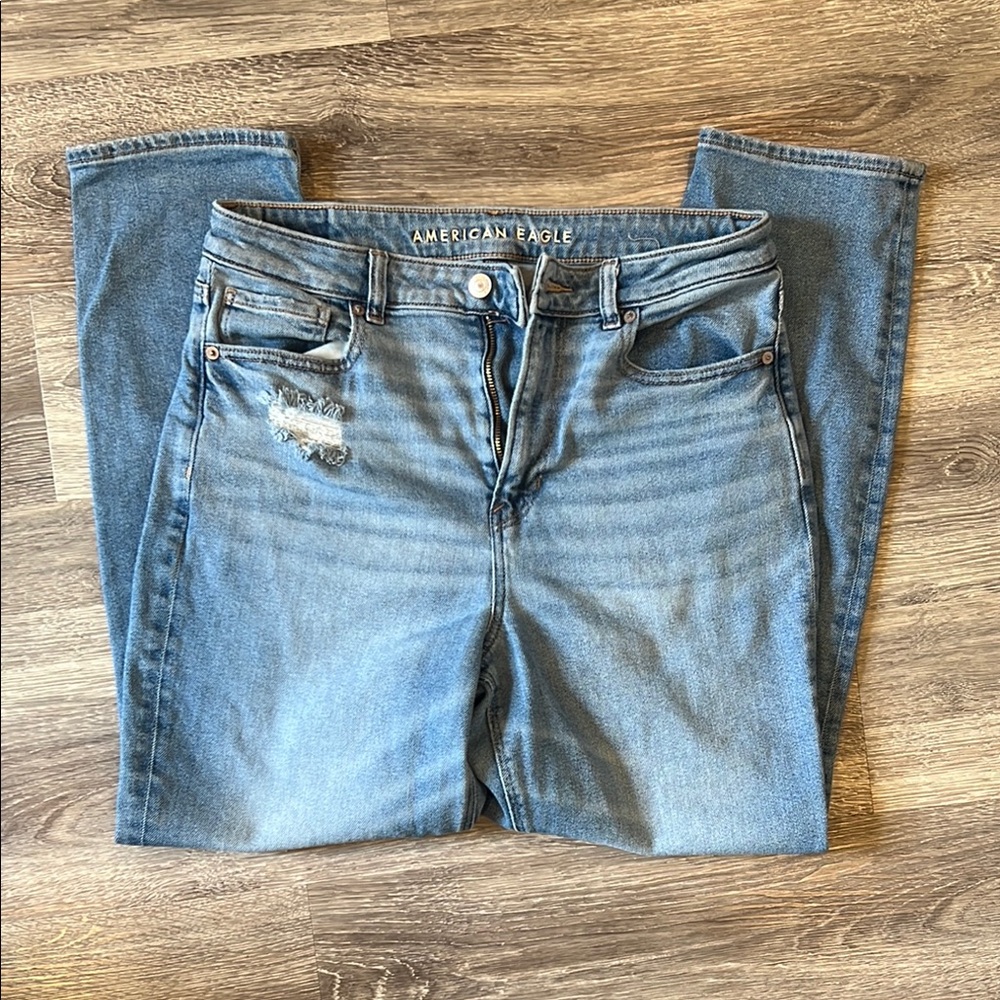 American Eagle Outfitters Blue Skinny Jeans with Faded Wash